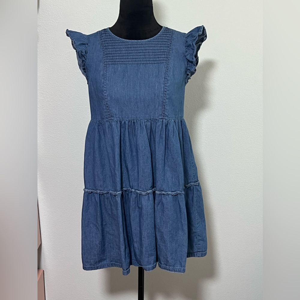 DRAPER JAMES Denim Ruffle Sleeve Mini Dress - XS